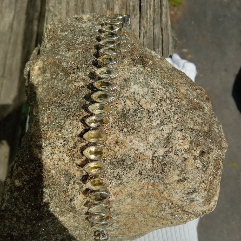 Stunning 'Bike Chain' style citrine bracelet Set In 925 Silver